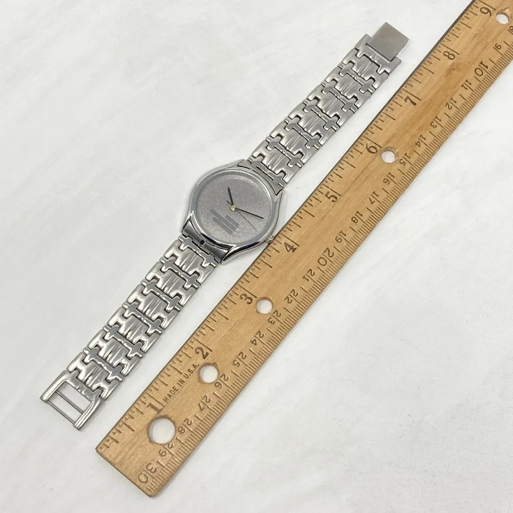 Vintage Montreux Watch Men Silver Tone 34mm Brushed Minimal New Battery 7.25